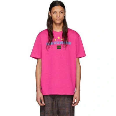 Shop Gucci Pink 'band' T-shirt In 5092 Fuschi