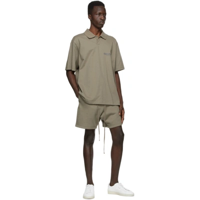 Shop Essentials Taupe Logo Polo In Umber