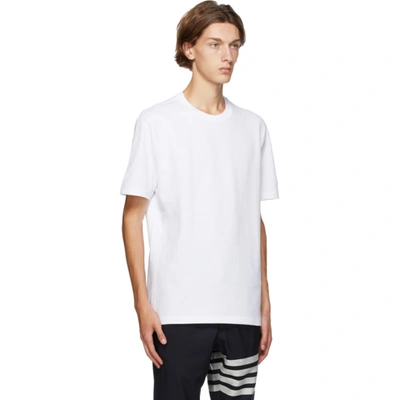 Shop Thom Browne White Piqué Engineered 4-bar T-shirt In 100 White