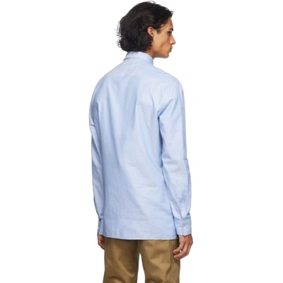 Shop Maison Margiela Blue Oxford Shirt In 471 Ltblue