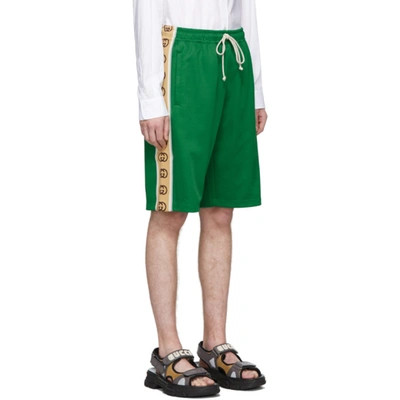 Shop Gucci Green Jersey Gg Ribbon Shorts In 3072clovgrn