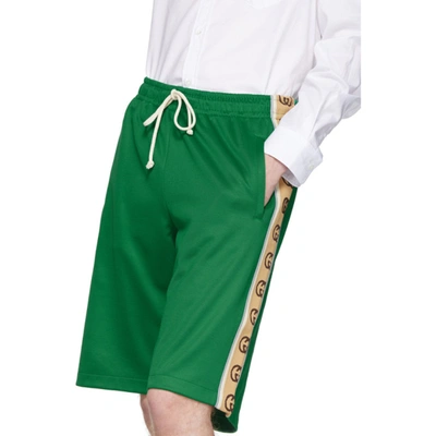 Shop Gucci Green Jersey Gg Ribbon Shorts In 3072clovgrn