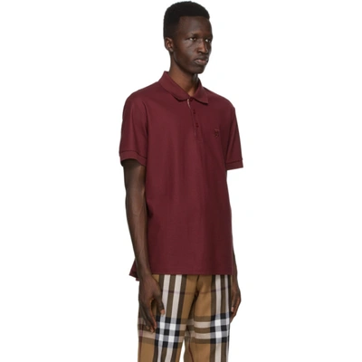 Shop Burberry Burgundy Eddie Polo In Garnet