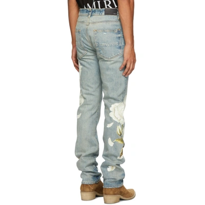 Shop Amiri Indigo Flower Painted Jeans In Og Indigo