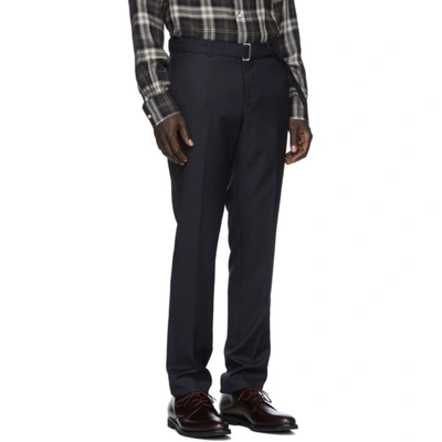 Shop Officine Generale Navy Wool Pinpoint Paul Trousers