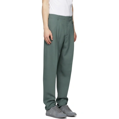 Shop Stella Mccartney Green Wool Tye Trousers In 4467smkteal