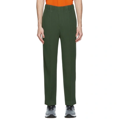 Shop Issey Miyake Khaki Tuxedo Pleats Trousers In 65 Khaki