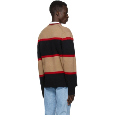 Shop Burberry Black Wool Striped Sweater