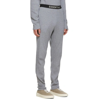 Shop Essentials Grey Thermal Lounge Pants In Dark Heathe