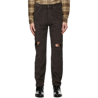 Shop Gucci Brown Corduroy Distressed Trousers In 2224 Dark B