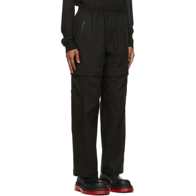 Shop Bottega Veneta Black Gabardine Zippered Trousers In 1000 Black