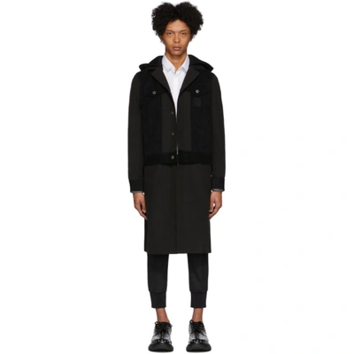 Shop Neil Barrett Black Corduroy Convertible Coat In 01 Black