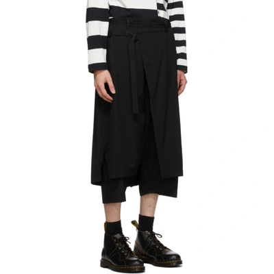 Shop Yohji Yamamoto Black Wool Wrap Trousers
