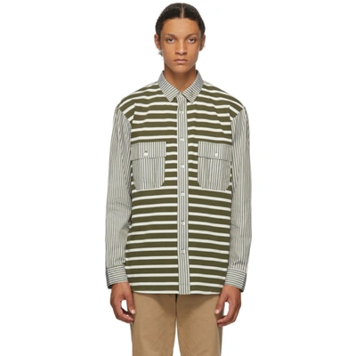 Shop Jw Anderson Green Patchwork Stripe Shirt In Bamboo 556
