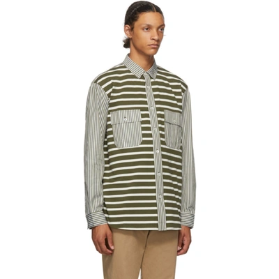Shop Jw Anderson Green Patchwork Stripe Shirt In Bamboo 556