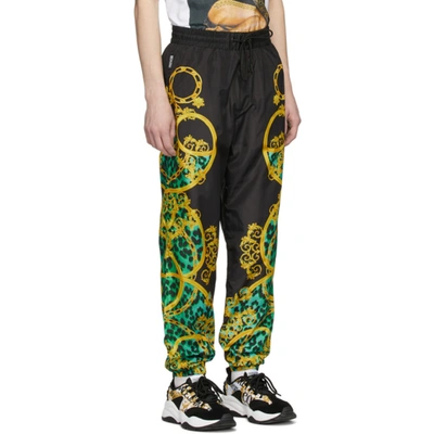 Shop Versace Jeans Couture Black And Green Leo Chain Track Pants In E155 Pure M
