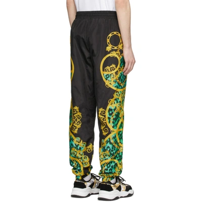 Shop Versace Jeans Couture Black And Green Leo Chain Track Pants In E155 Pure M