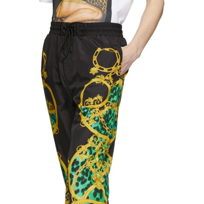 Shop Versace Jeans Couture Black And Green Leo Chain Track Pants In E155 Pure M