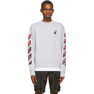 Shop Off-white Grey Slim Marker Sweatshirt In Melange Grey Red