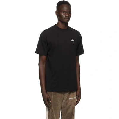 Shop Palm Angels Black Embroidered Palm T-shirt