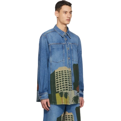 Shop Loewe Blue Ken Price Edition Denim La Overshirt Jacket In 5389 Drkblu