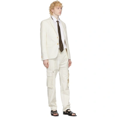 Shop Fendi Off-white Removable Pocket Cargo Pants In F0qk9 Pearl