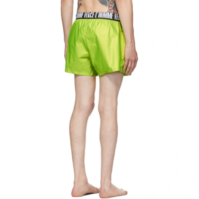 Shop Versace Green ' L'homme' Swim Shorts In A1530 Lime