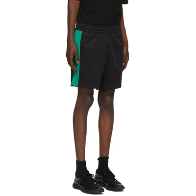 Shop Acne Studios Black & Green Side-stripe Track Shorts