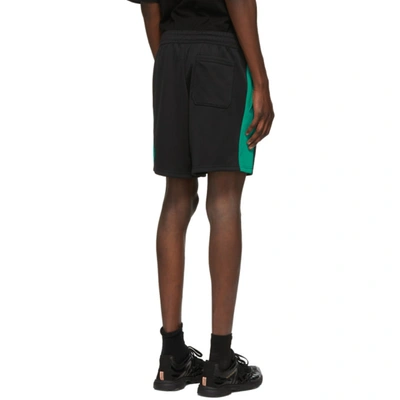 Shop Acne Studios Black & Green Side-stripe Track Shorts