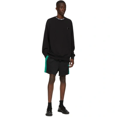 Shop Acne Studios Black & Green Side-stripe Track Shorts