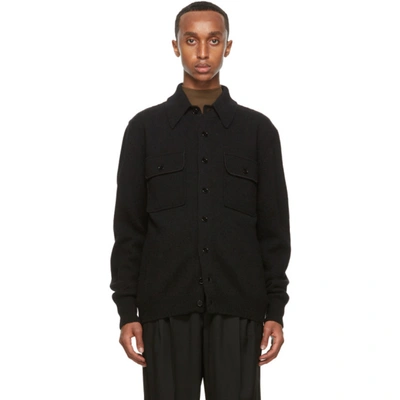 Lemaire Light Felted Wool Long Overshirt In Black | ModeSens