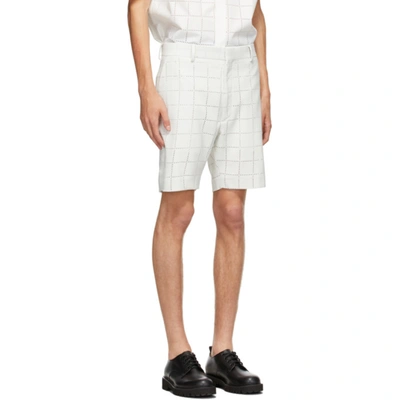 Shop Fendi White Wool Punched Check Shorts In F0qk9 White