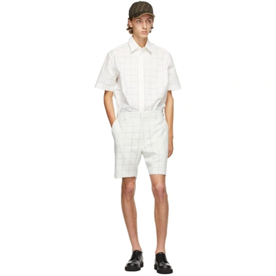 Shop Fendi White Wool Punched Check Shorts In F0qk9 White