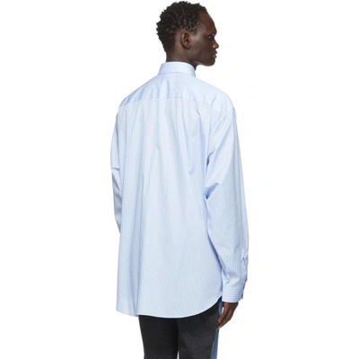 Shop Vetements Blue Front Logo Shirt In Light Blue / Stripes