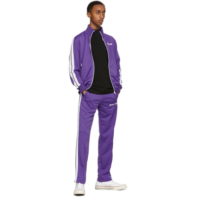 Shop Palm Angels Purple Classic Slim Track Pants In Purple Whit
