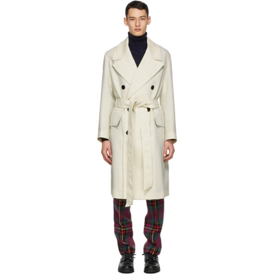 Shop Ami Alexandre Mattiussi Off-white Wool Double-breasted Coat In Off-white.1