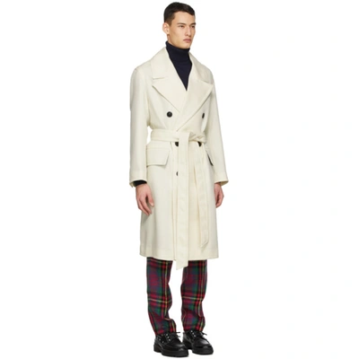 Shop Ami Alexandre Mattiussi Off-white Wool Double-breasted Coat In Off-white.1
