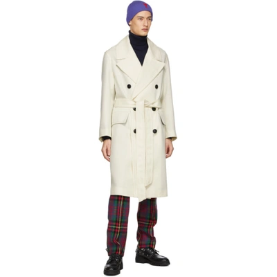 Shop Ami Alexandre Mattiussi Off-white Wool Double-breasted Coat In Off-white.1