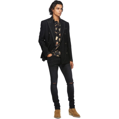 Shop Amiri Black Silk Dupont Falling Short Sleeve Shirt