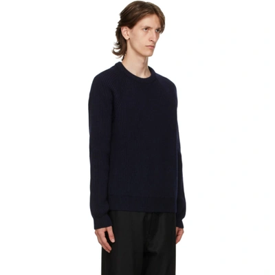 Shop Maison Margiela Navy Wool Rib Knit Sweater In 511 Navy