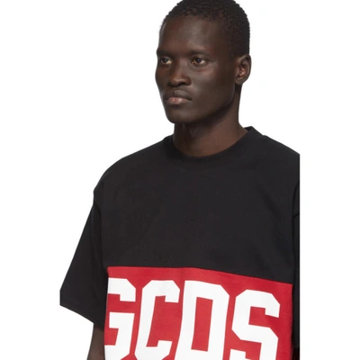 Shop Gcds Black And Red Band Logo T-shirt In 02 Black