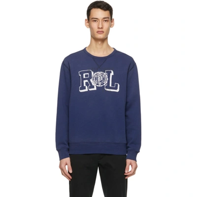 Shop Polo Ralph Lauren Blue Fleece Vintage Graphic Sweatshirt In Freshwater