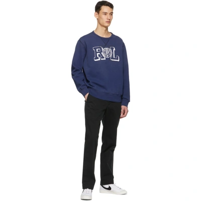 Shop Polo Ralph Lauren Blue Fleece Vintage Graphic Sweatshirt In Freshwater