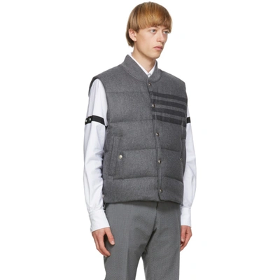 Shop Thom Browne Grey Down 4-bar Flannel Vest In 035 Med Gre