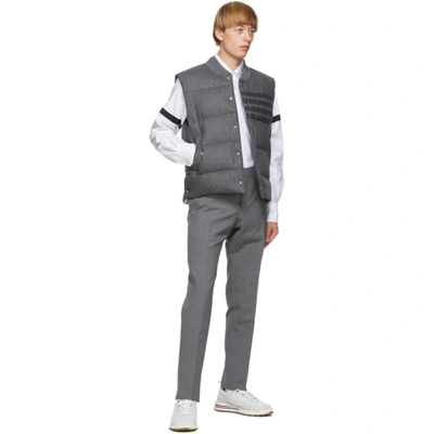Shop Thom Browne Grey Down 4-bar Flannel Vest In 035 Med Gre