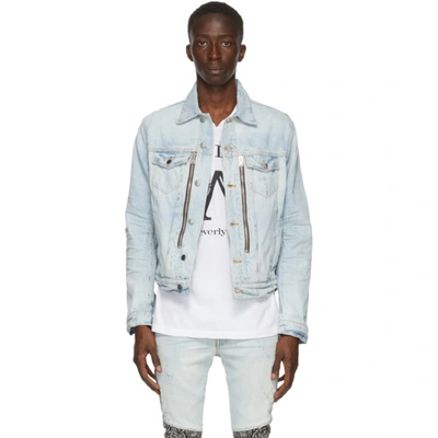 Shop Amiri Blue Denim Bandana Mx2 Trucker Jacket In Light Indig