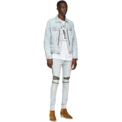 Shop Amiri Blue Denim Bandana Mx2 Trucker Jacket In Light Indig