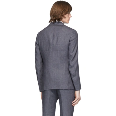 Shop Eidos Grey Linen Blazer In Charcoal