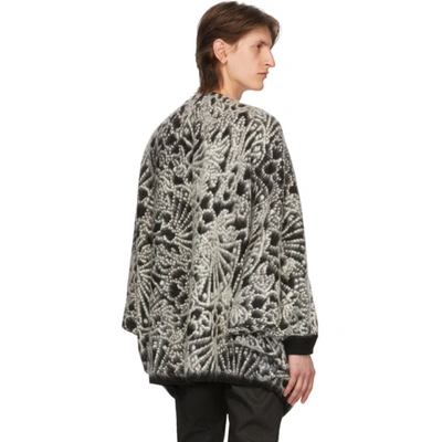 Shop Saint Laurent Black Jacquard Flower Cardigan In 1095 Noirna