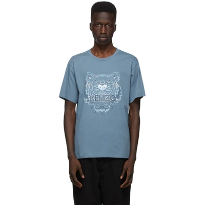Shop Kenzo Blue Gradient Tiger T-shirt In 67 - Blue